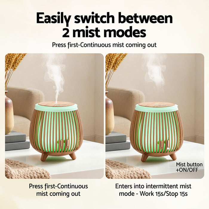 Devanti Ultrasonic Aroma Diffuser Aromatherapy 140ml LED Lights Iron Humidifier Forest Deep Wood - Devanti