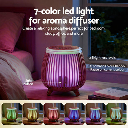 Devanti Ultrasonic Aroma Diffuser Aromatherapy 140ml LED Lights Iron Humidifier Forest Deep Wood - Devanti
