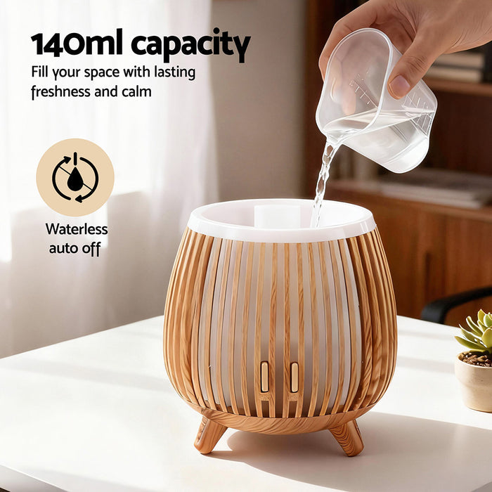 Devanti Ultrasonic Aroma Diffuser Aromatherapy 140ml LED Lights Iron Humidifier Forest Deep Wood - Devanti