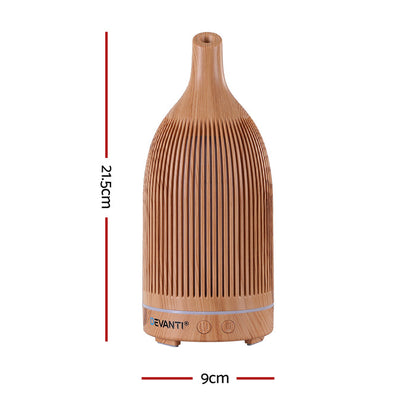 Devanti Ultrasonic Aroma Diffuser Aromatherapy 200ml LED Lights Iron Humidifier Forest Light wood grain - Devanti