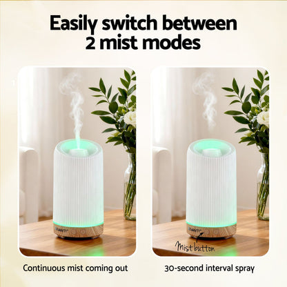 Devanti Ultrasonic Aroma Diffuser Aromatherapy 200ml LED Lights Iron Humidifier Forest - Devanti
