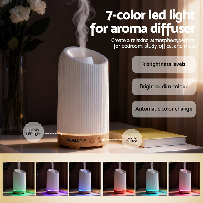 Devanti Ultrasonic Aroma Diffuser Aromatherapy 200ml LED Lights Iron Humidifier Forest - Devanti