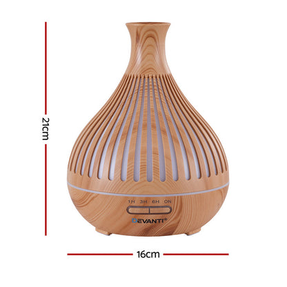 Devanti Ultrasonic Aroma Diffuser Aromatherapy 400ml LED Lights Iron Humidifier Forest Light wood grain - Devanti