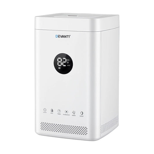 Devanti Ultrasonic Humidifier Air Purifier Top Fill Auto Humidity 3.5L White - Devanti