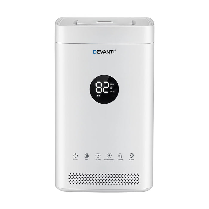 Devanti Ultrasonic Humidifier Air Purifier Top Fill Auto Humidity 3.5L White - Devanti