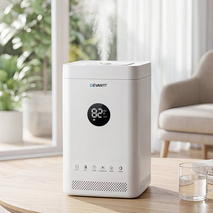 Devanti Ultrasonic Humidifier Air Purifier Top Fill Auto Humidity 3.5L White - Devanti