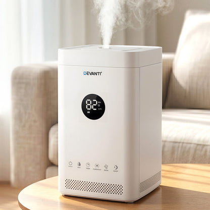 Devanti Ultrasonic Humidifier Air Purifier Top Fill Auto Humidity 3.5L White - Devanti