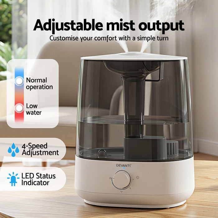 Devanti Ultrasonic Humidifier Aroma Diffuser Top Fill Quiet Bedroom 6L - Devanti