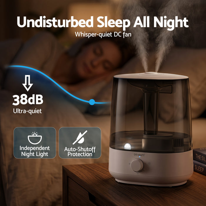 Devanti Ultrasonic Humidifier Aroma Diffuser Top Fill Quiet Bedroom 6L - Devanti