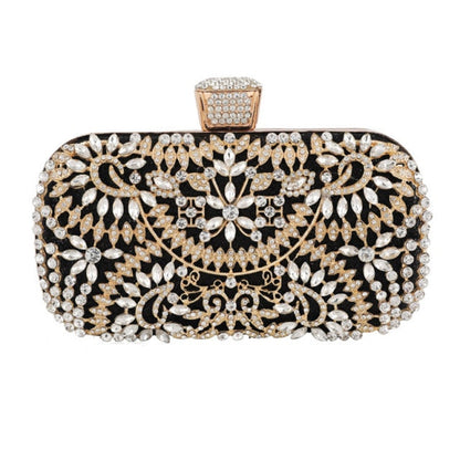 Diamond Evening Clutch Bag For Wedding-with Chain and Metal Handle-Clutch Purse