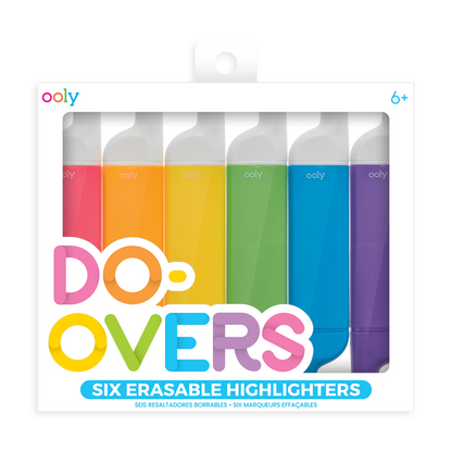 Do-Overs Eraseable Highlighters set of 6 in product packaging