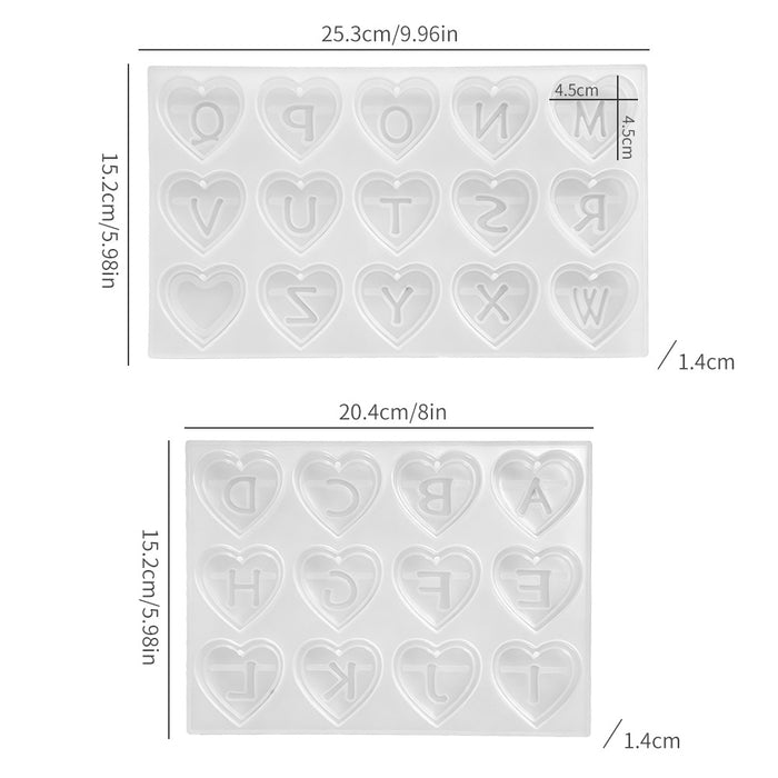 Double-Layer 3D Heart 26-Letter Decorative Pendant Resin Mold