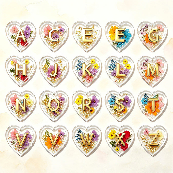 Double-Layer 3D Heart 26-Letter Decorative Pendant Resin Mold