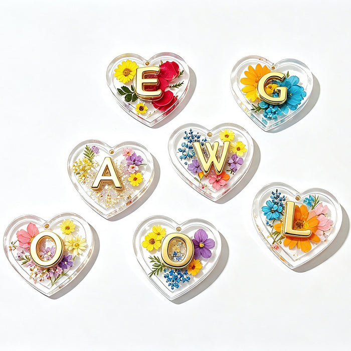 Double-Layer 3D Heart 26-Letter Decorative Pendant Resin Mold