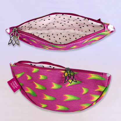 Inside and outside view of Dragon Fruit Cosmetic Bag