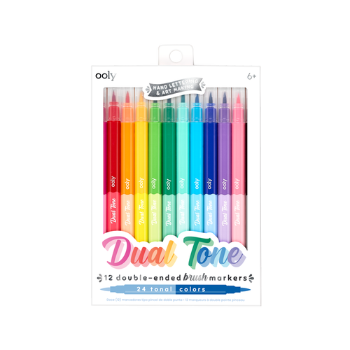 OOLY Dual Tone Double Ended Brush Marker in packaging