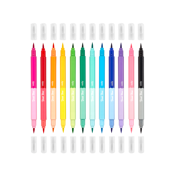 OOLY Dual Tone Double Ended Brush Markers showcasing dual brush tips