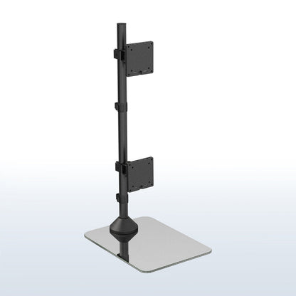 Black adjustable monitor stand on a white background