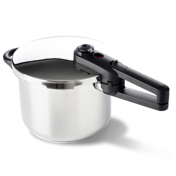 Easy snelkookpan 22 cm 6 liter zilver vooraanzicht