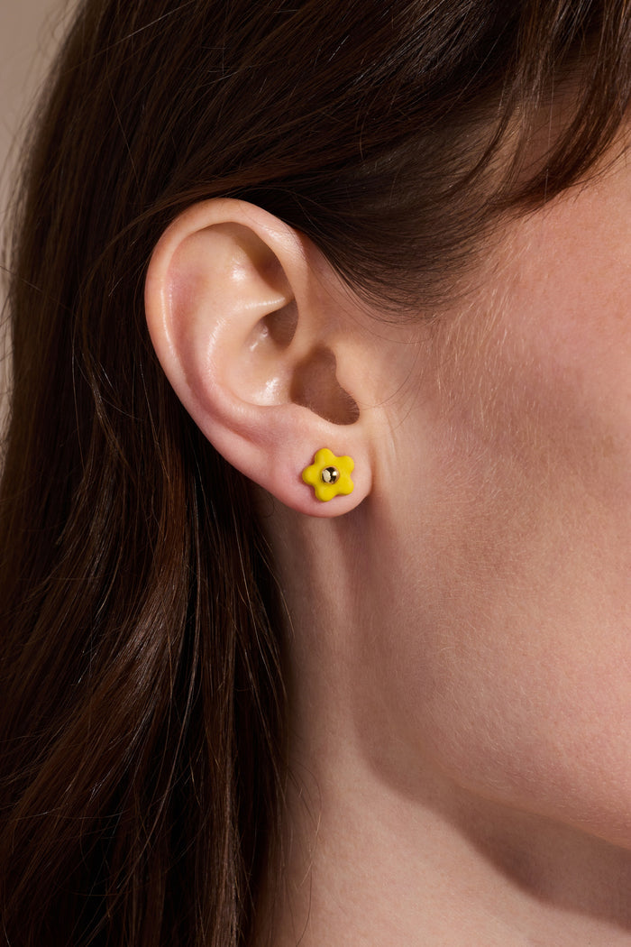 Enamel Buttercup Stud Earrings