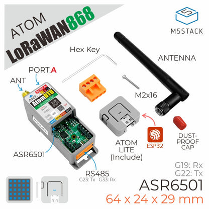 Atom DTU LoRaWAN Kit 868MHz (ASR6501) - m5stack-store