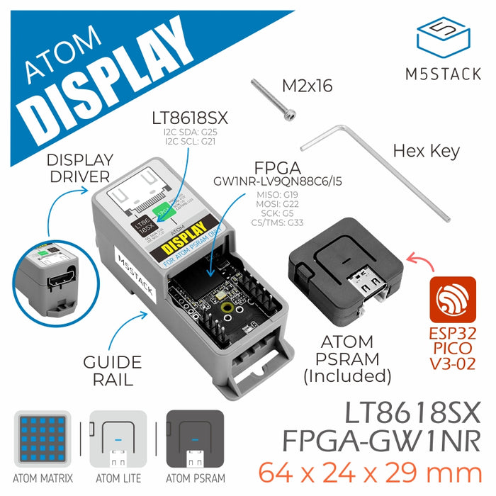 M5Stack Atom PSRAM - LCD Display Driver Kit - m5stack-store