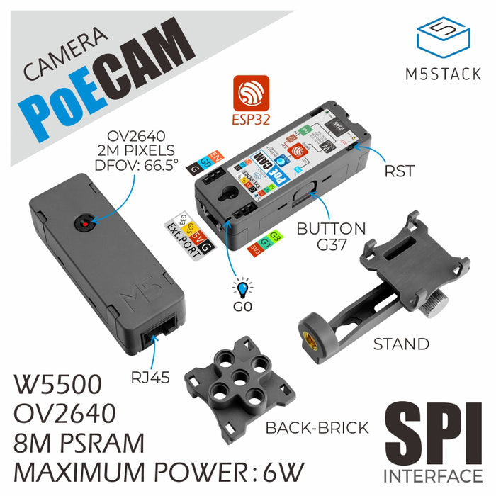 M5Stack PoE Camera W/O Wi-Fi (OV2640) - m5stack-store