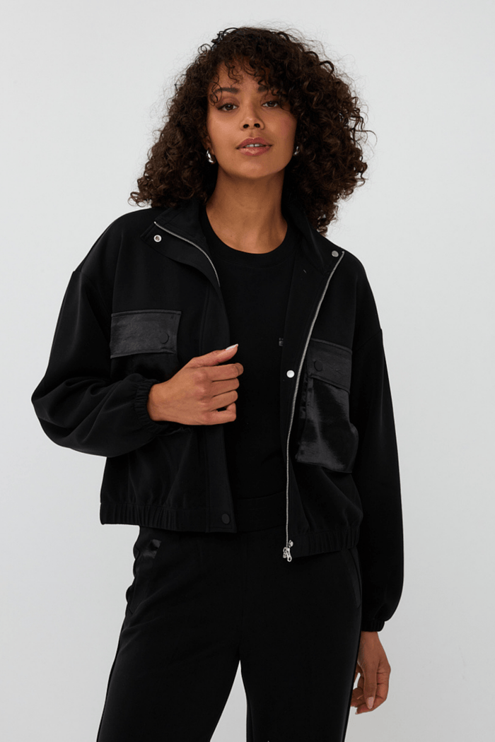 EsQualo 05501 Black Cardigan Bomber Modal - Dotique - EsQualo