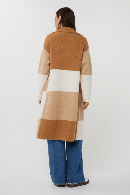 EsQualo 18507 Sand Cardigan Long Blocks - Dotique - EsQualo