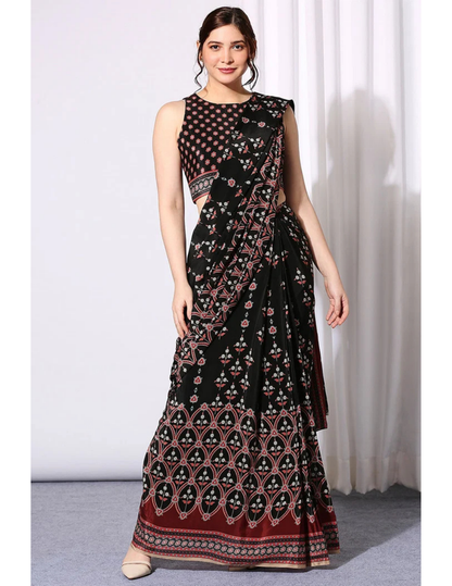 Ethnic Folklore Pre-Stitched Saree