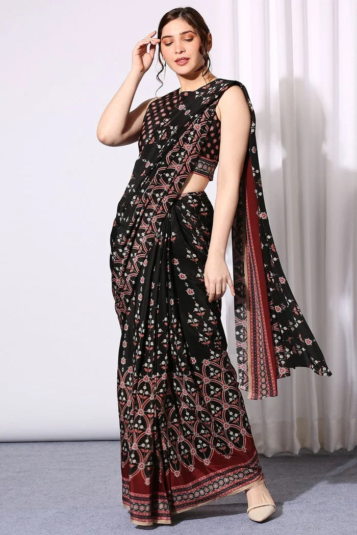 Ethnic Folklore Pre-Stitched Saree