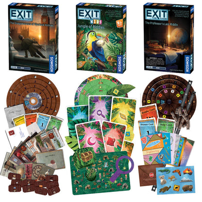 EXIT Game 3 Pack Bundle - EXIT: Kids - Jungle of RIddles | EXIT: The Professor's Last Riddle | EXIT: The Disappearance of Sherlock Holmes Games Thames & Kosmos