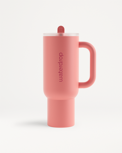 Explorer Thermo Tumbler with handle and flip-open straw.