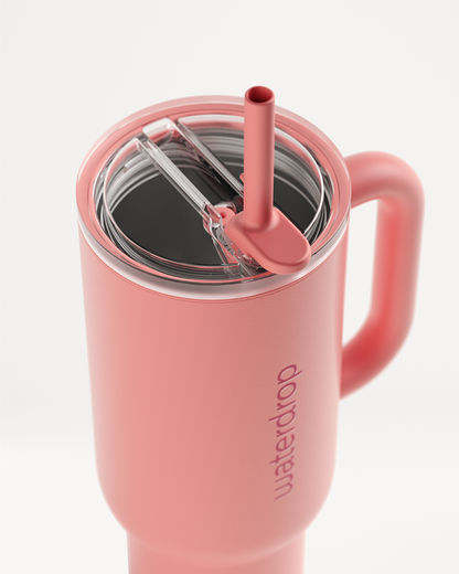 Explorer Thermo Tumbler with flip-open straw.