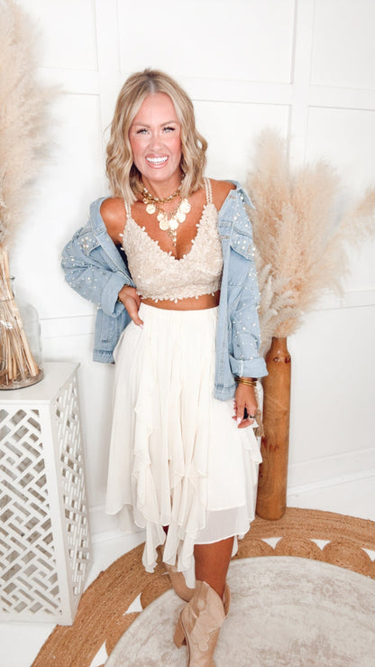 -FINAL SALE- Pearl and Rhinestone Denim Jacket