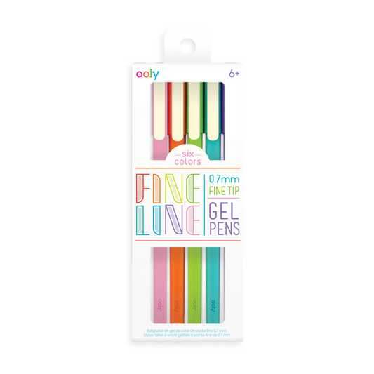 OOLY Fine Line Colored Gel Pens Set of 6 in packaging