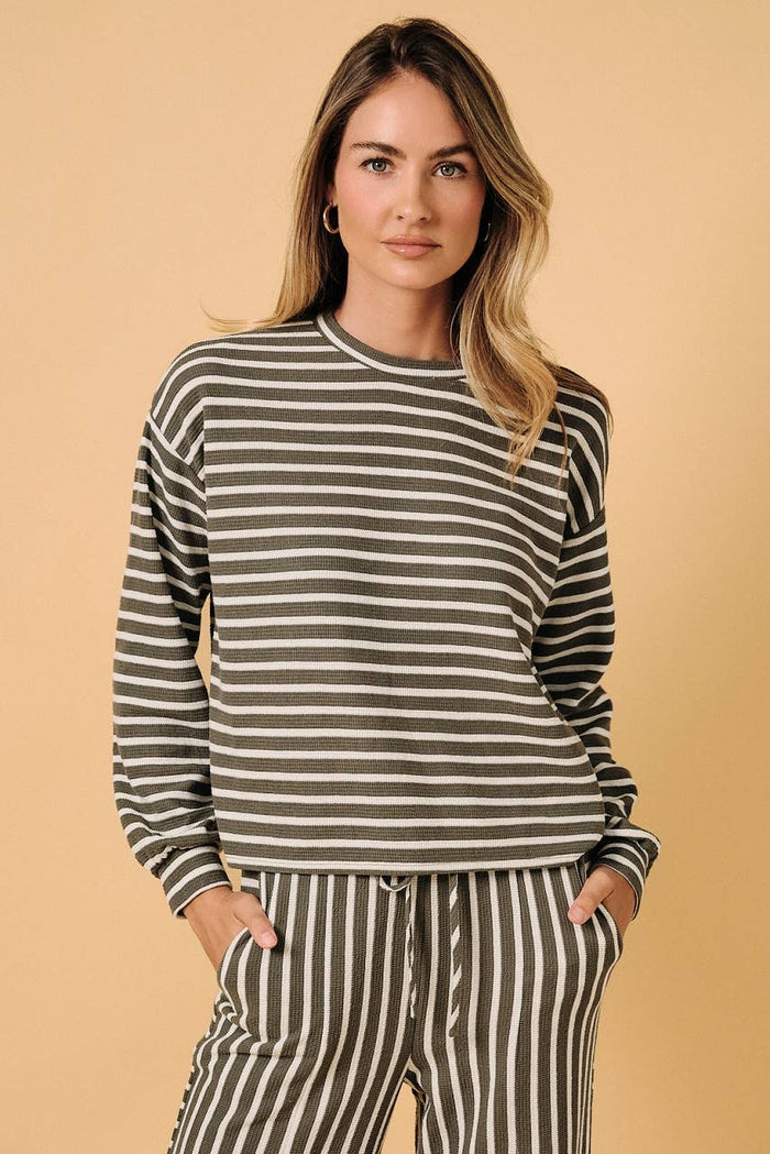 sunday edition by le lis olive cream stripe set free people dupe lounge first pick