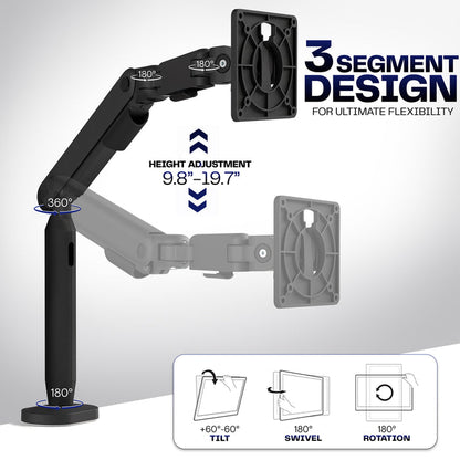 Monitor stand with adjustable arm and mount on a white background