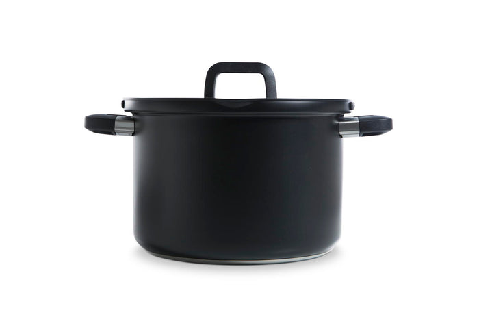 Flow Cool Black RVS soeppan 24 cm 6,5 liter zwart vooraanzicht