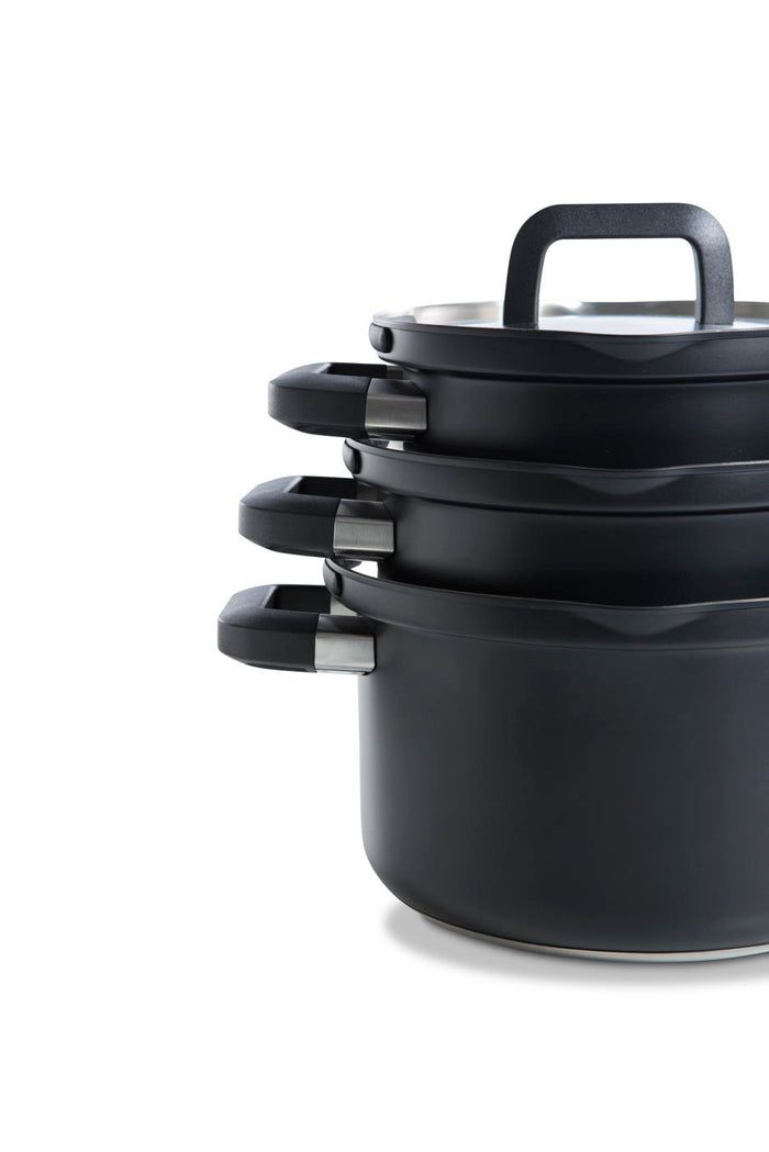 Flow Cool Black RVS soeppan 24 cm 6,5 liter stapelbaar