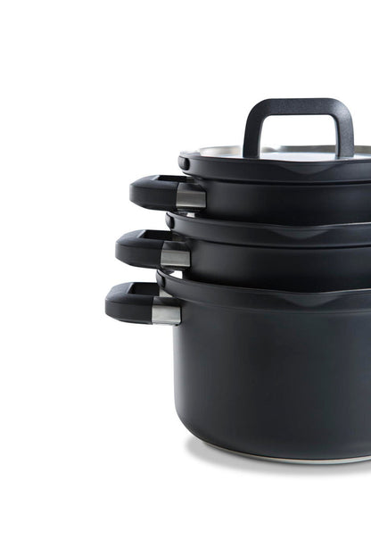 Flow Cool Black RVS soeppan 24 cm 6,5 liter stapelbaar