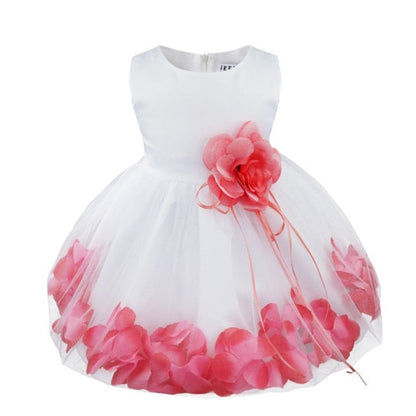 Flower Girl Petal Dress- Flower Corsage on Princess Waist - For Weddings - Infant Sizes
