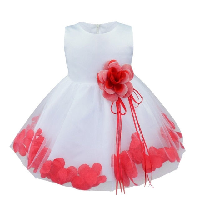 Flower Girl Petal Dress- Flower Corsage on Princess Waist - For Weddings - Infant Sizes