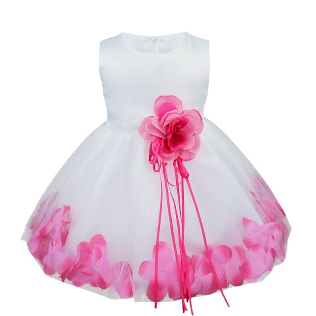 Flower Girl Petal Dress- Flower Corsage on Princess Waist - For Weddings - Infant Sizes