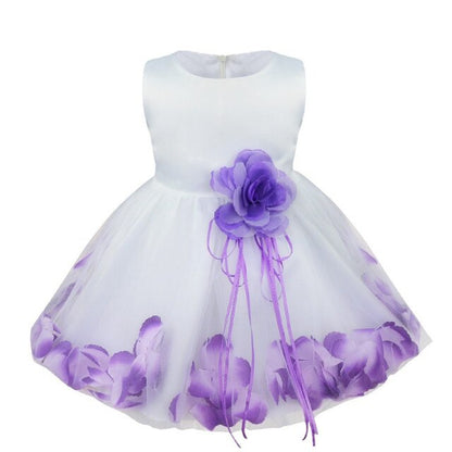 Flower Girl Petal Dress- Flower Corsage on Princess Waist - For Weddings - Infant Sizes