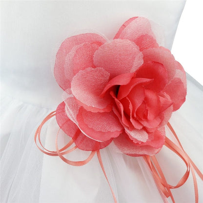 Flower Girl Petal Dress- Flower Corsage on Princess Waist - For Weddings - Infant Sizes
