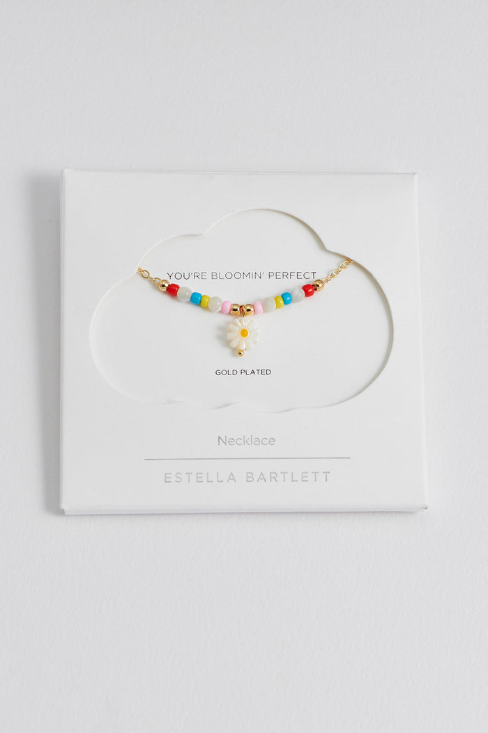Flower Shell Bead And Chain Necklace