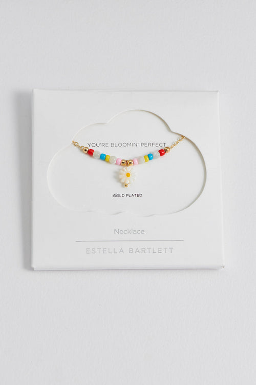 Flower Shell Bead And Chain Necklace