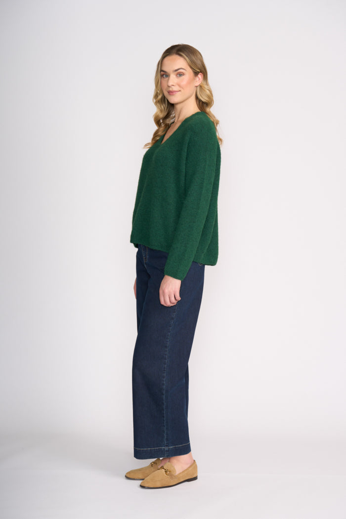 Foil FO8075 Jumper Half Jumper Deep Forest green knit worn by model Shop Foil at Dotique