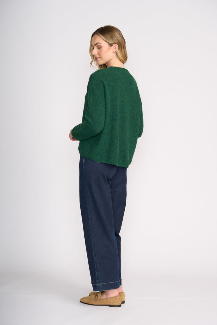 Foil FO8075 Jumper Half Jumper Deep Forest back view on model Shop Foil at Dotique